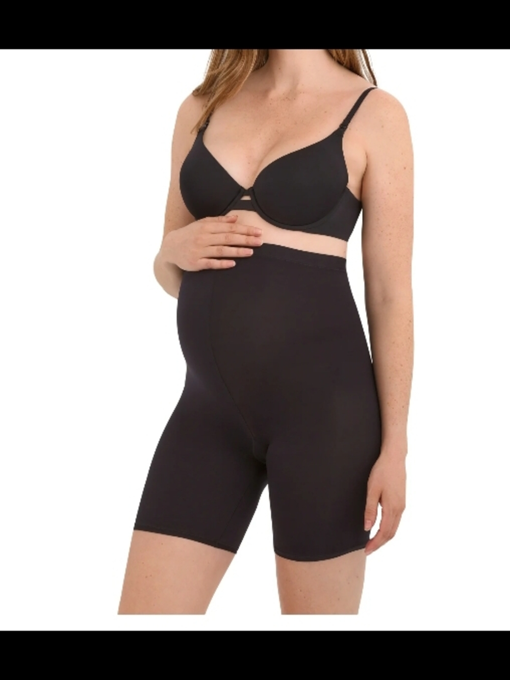 Joyspun Maternity High-Waist Shaping Shorts - Black Over belly
